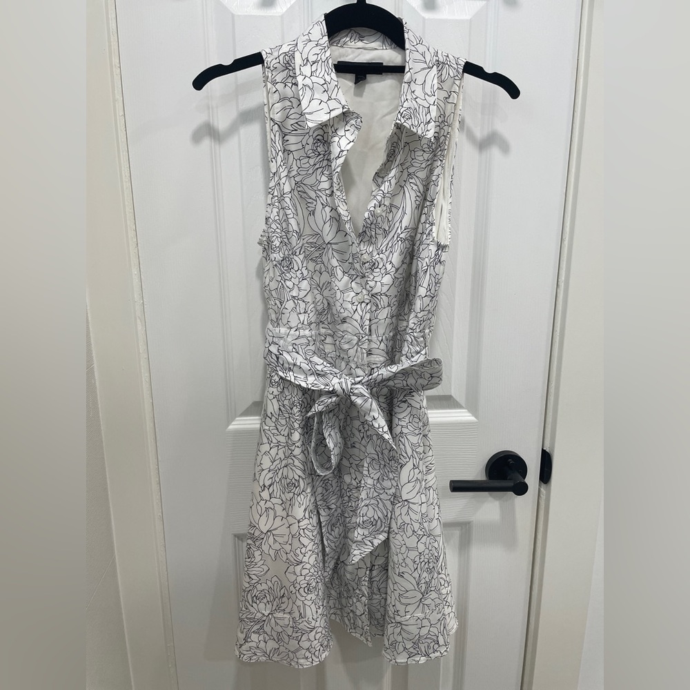 Banana Republic 4P White Sleeveless Cotton Button Down Collared Shirt Dress